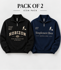 Pack of 2 Mock Neck - Horizon (Black) , SB (Navy)