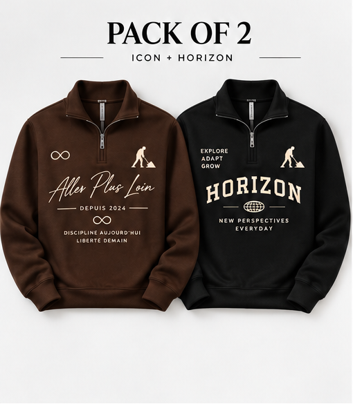 Pack of 2 Mock Neck - APL(brown) , Horizon(black)