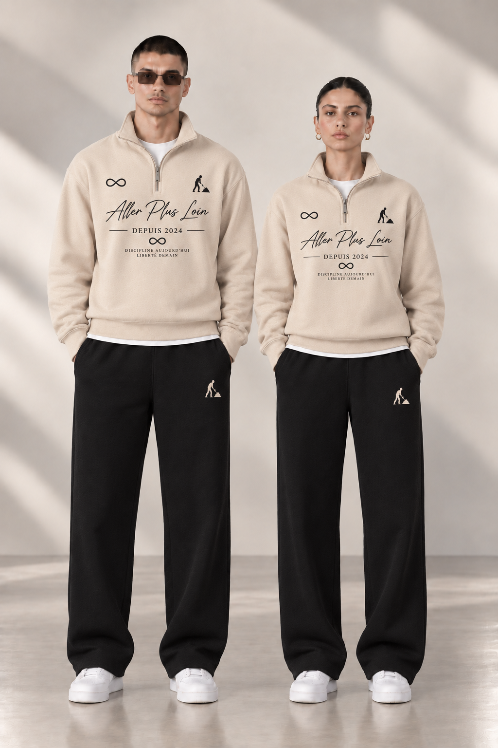 ALLER PLUS LOIN Tracksuit - Beige on Black