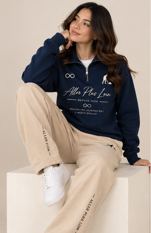 ALLER PLUS LOIN Tracksuit - Navy on Beige