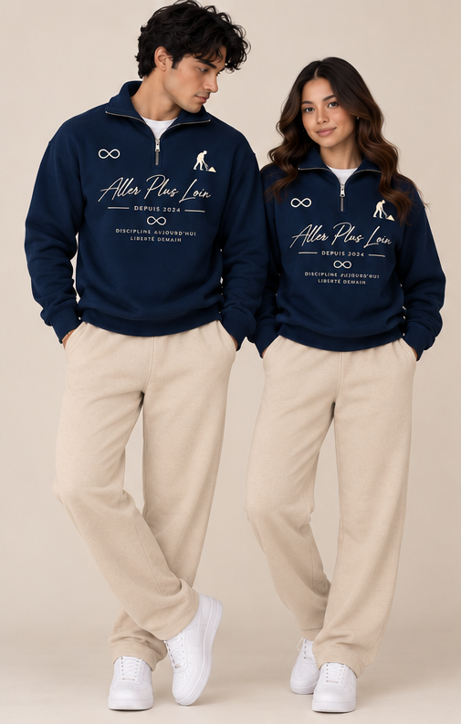 ALLER PLUS LOIN Tracksuit - Navy on Beige