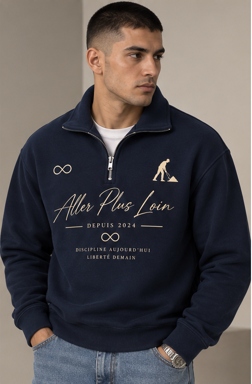ALLER PLUS LOIN Mock-Neck Quarter Zip