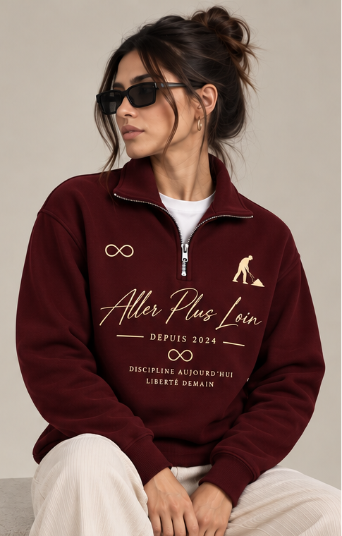 ALLER PLUS LOIN Mock-Neck Quarter Zip
